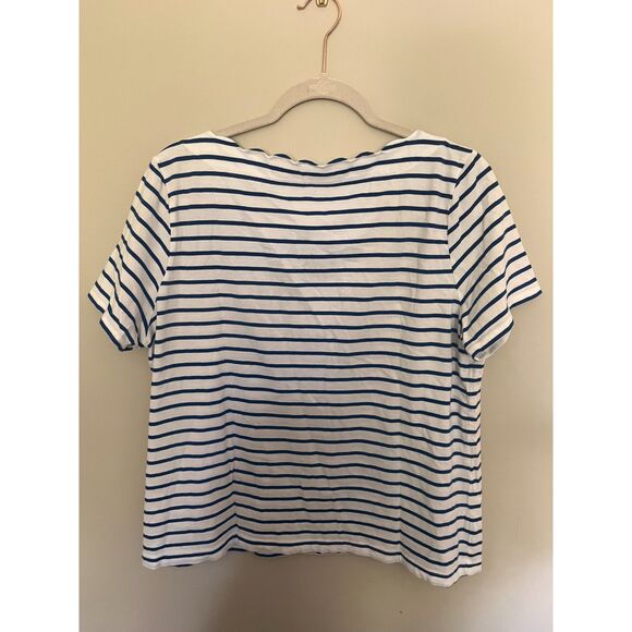 Talbots Striped Scallop Neck TShirt - Large - Picture 2 of 3